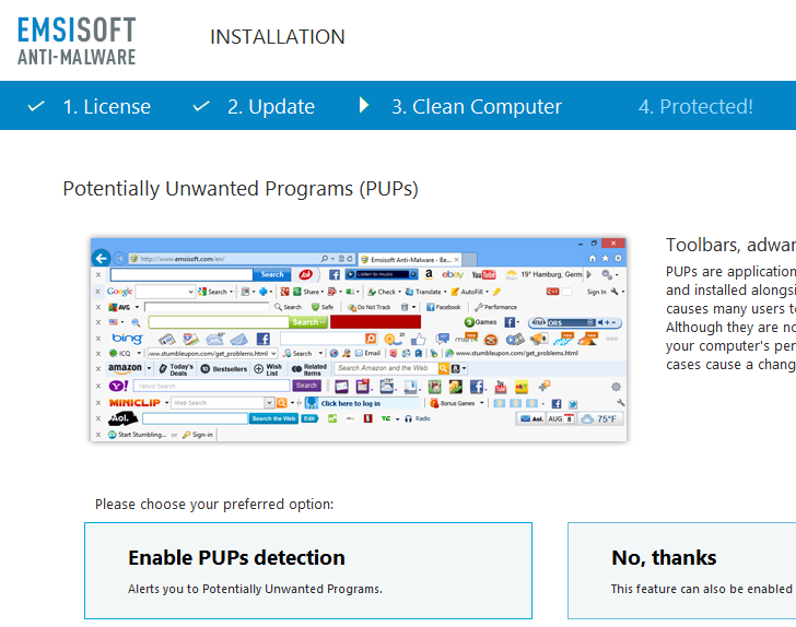 PUPs Detection Prevention